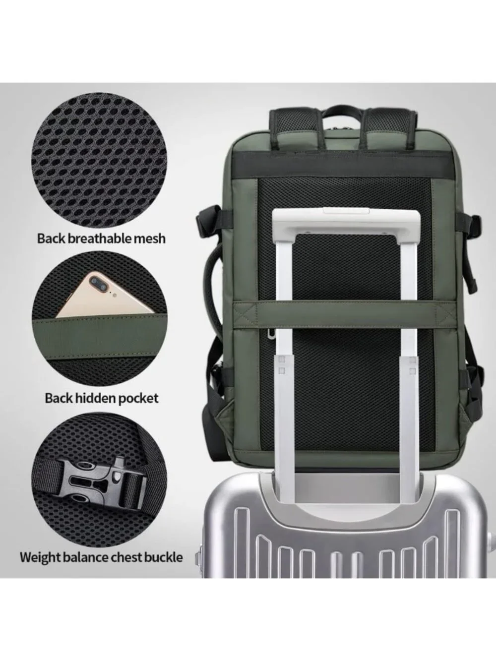 Expandable 35L Travel Backpack - Waterproof Carry-On, Gym & Laptop Daypack